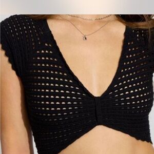 Garage Black Knit Crop Top